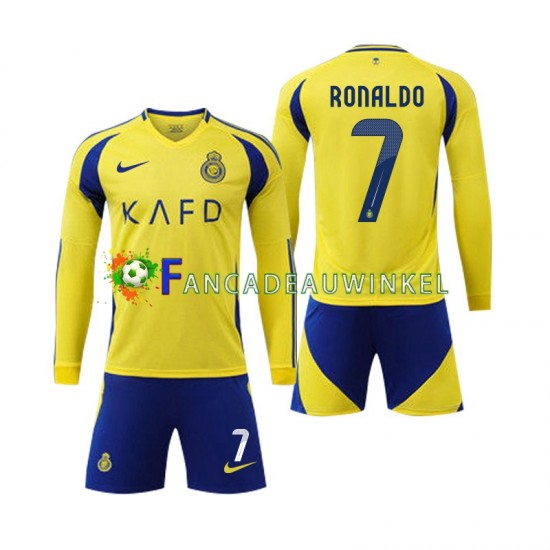 Al-Nassr Wedstrijdshirt met Korting Cristiano Ronaldo 7 Thuis Kind 2024-25 Lange Mouw