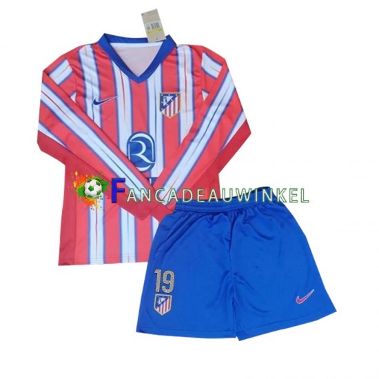 Atlético Madrid Wedstrijdshirt met Korting Julian Alvarez 19 Thuis Kind 2024-25 Lange Mouw