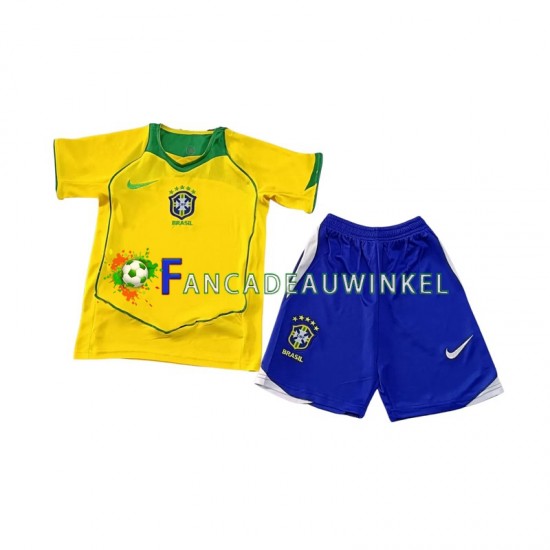 Brazilië Wedstrijdshirt met Korting Retro Thuis Kind 2004 Korte Mouw