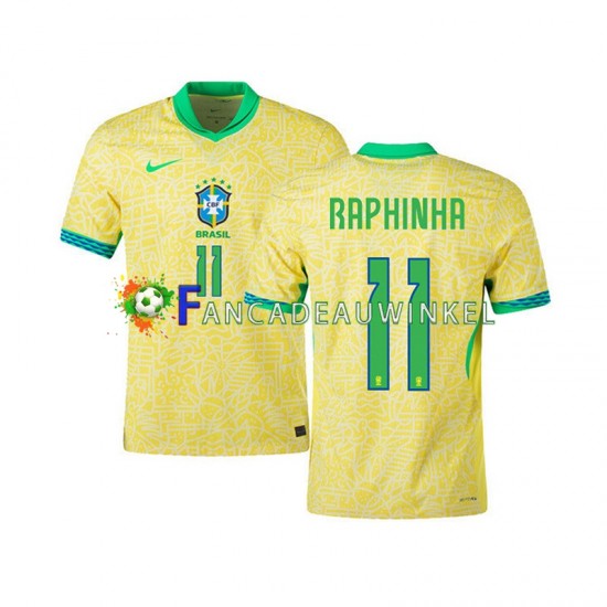 Brazilië Wedstrijdshirt met Korting RAPHINHA 11 Thuis Heren 2024 Korte Mouw