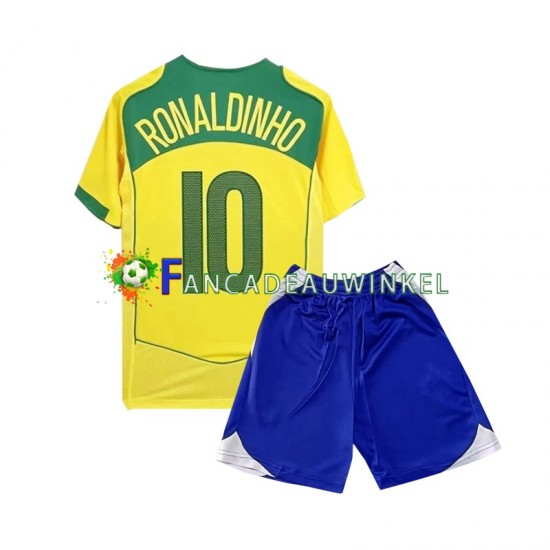 Brazilië Wedstrijdshirt met Korting Ronaldiho 10 Retro Thuis Kind 2004 Korte Mouw