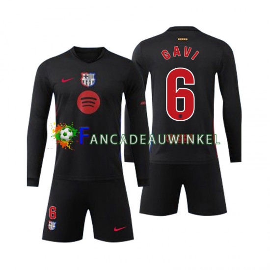 FC Barcelona Wedstrijdshirt met Korting Gavi 6 Uit Kind 2024-25 Lange Mouw