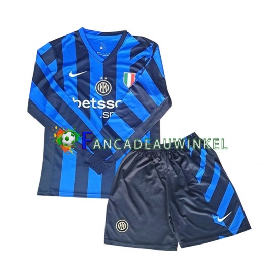 Inter Milan Wedstrijdshirt met Korting Thuis Kind 2024-25 Lange Mouw