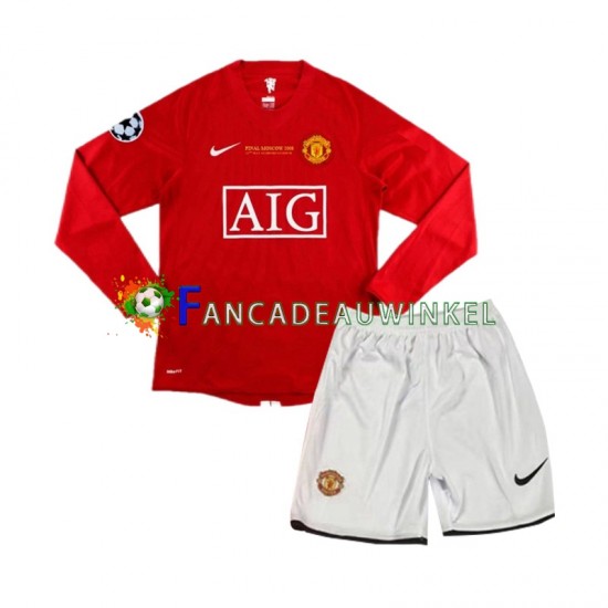 Manchester United Wedstrijdshirt met Korting Champion League 2007 Retro Thuis Kind Lange Mouw