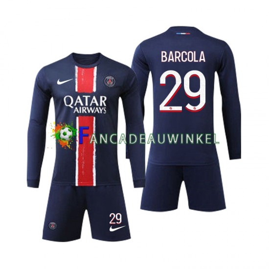 Paris Saint-Germain Wedstrijdshirt met Korting Bradley Barcola 29 Thuis Kind 2024-25 Lange Mouw