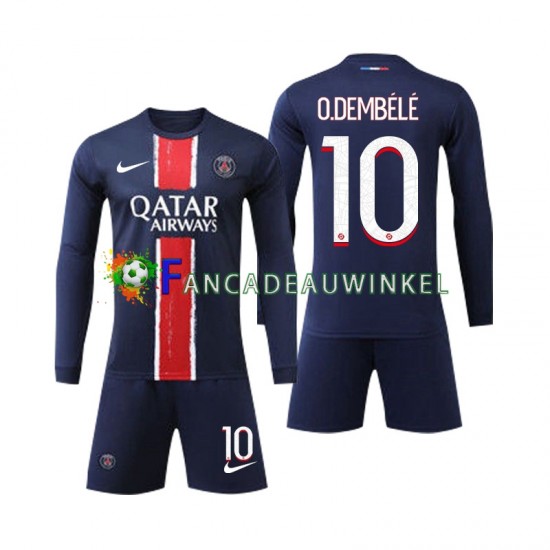 Paris Saint-Germain Wedstrijdshirt met Korting O Dembele 10 Thuis Kind 2024-25 Lange Mouw