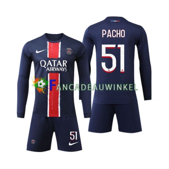 Paris Saint-Germain Wedstrijdshirt met Korting Pacho 51 Thuis Kind 2024-25 Lange Mouw