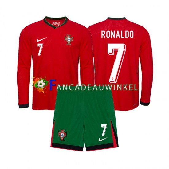 Portugal Wedstrijdshirt met Korting Ronaldo 7 Thuis Kind EK 2024 Lange Mouw