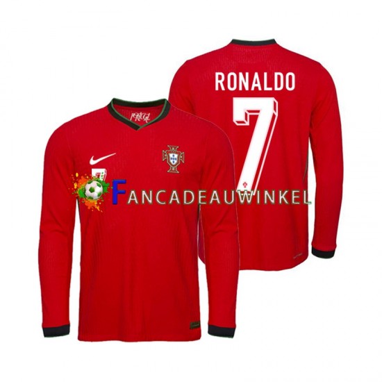 Portugal Wedstrijdshirt met Korting Ronaldo 7 Thuis Heren EK 2024 Lange Mouw