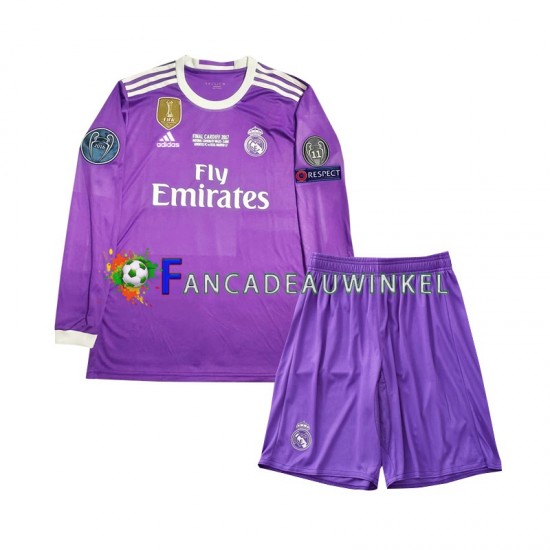 Real Madrid Wedstrijdshirt met Korting 2016 Retro Uit Kind Lange Mouw