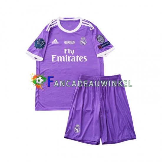 Real Madrid Wedstrijdshirt met Korting 2016 Retro Uit Kind Korte Mouw