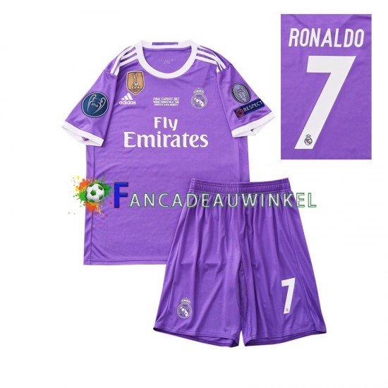 Real Madrid Wedstrijdshirt met Korting Cristiano Ronaldo 7 2016 Retro Uit Kind Korte Mouw