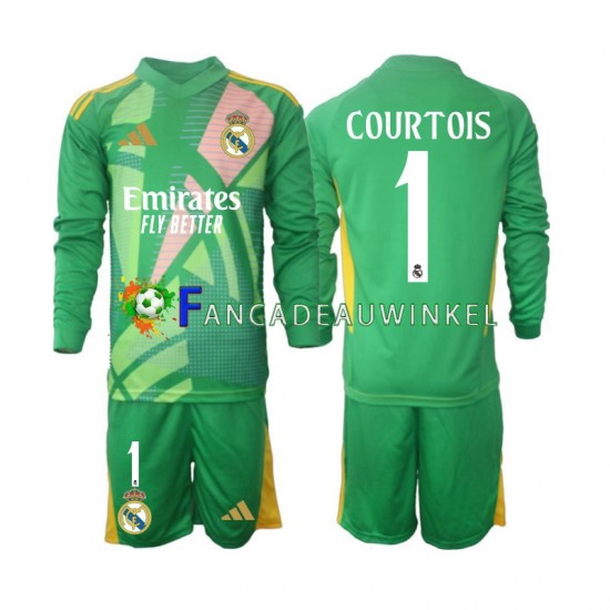 Real Madrid Wedstrijdshirt met Korting Thibaut Courtois 1 Keepersshirt 3rd Kind 2024-25 Lange Mouw