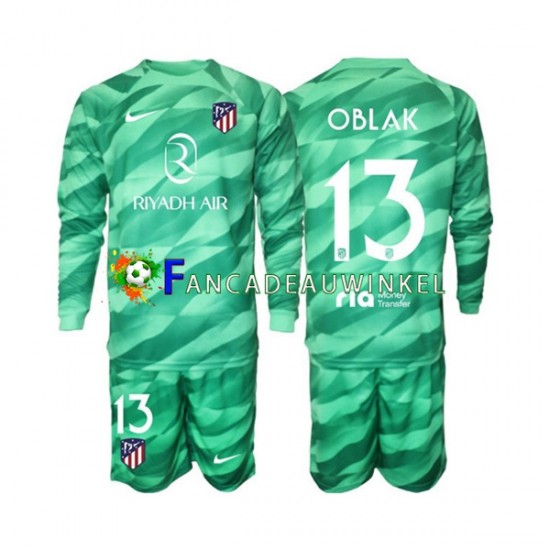 Atlético Madrid Wedstrijdshirt met Korting Jan Oblak 13 Keepersshirt Uit Groente Kind 2023-24 Lange Mouw