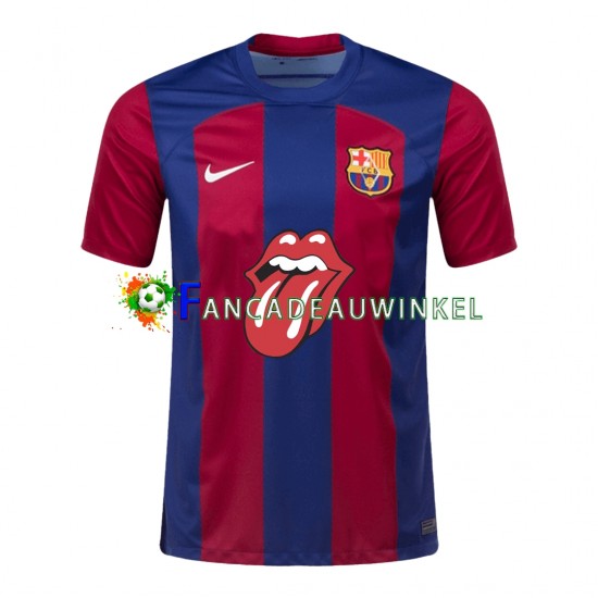 FC Barcelona Wedstrijdshirt met Korting Rolling Stones Thuis Heren 2023-24 Korte Mouw