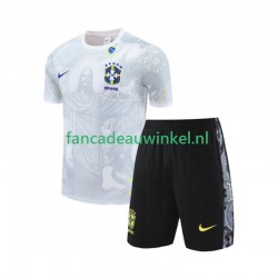 Brazilië JESUS Football Shirts Thuis Wit Kind 2024-25 Korte Mouw