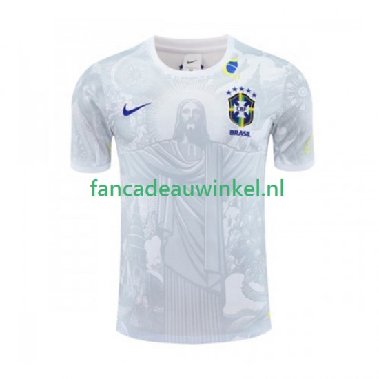Brazilië Wedstrijdshirt met Korting Jesus Thuis Wit Heren 2024-25 Korte Mouw