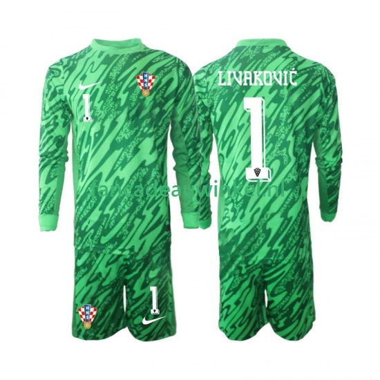 Kroatië Wedstrijdshirt met Korting DOMINIK LIVAKOVIC 1 Keepersshirt Uit Kind 2024 Lange Mouw