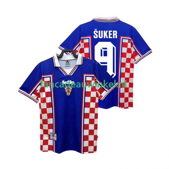 Kroatië Wedstrijdshirt met Korting SUKER 9 Retro Uit Heren 1998 Korte Mouw