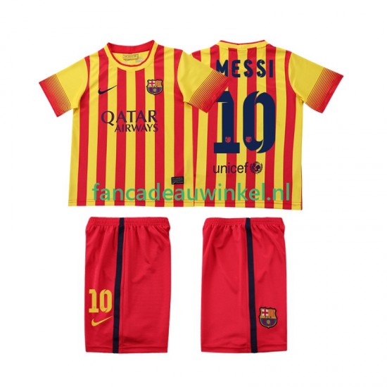 FC Barcelona Wedstrijdshirt met Korting Lionel Messi 10 2013 2014 Retro Uit Kind Korte Mouw
