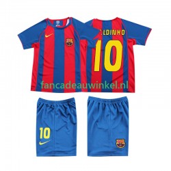 FC Barcelona Wedstrijdshirt met Korting RONALDINHO 10 Retro Thuis Kind 2004 Korte Mouw