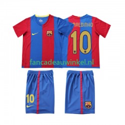 FC Barcelona Wedstrijdshirt met Korting RONALDINHO 10 2007 Retro Thuis Kind 2006 Korte Mouw