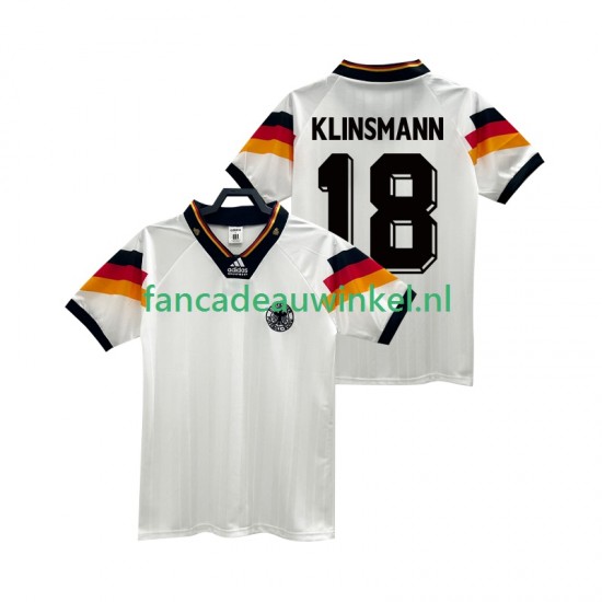 Duitsland Wedstrijdshirt met Korting KLINSMANN 18 1992 Retro Thuis Heren Korte Mouw