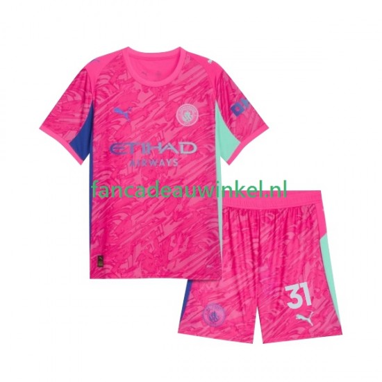 Manchester City Wedstrijdshirt met Korting Ederson Moraes 31 Keepersshirt Uit Kind 2025-26 Korte Mouw