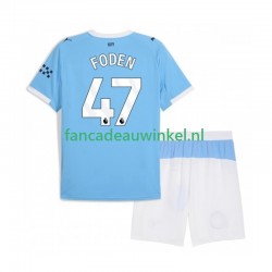 Manchester City Wedstrijdshirt met Korting Phil Foden 47 Thuis Kind 2025-26 Korte Mouw