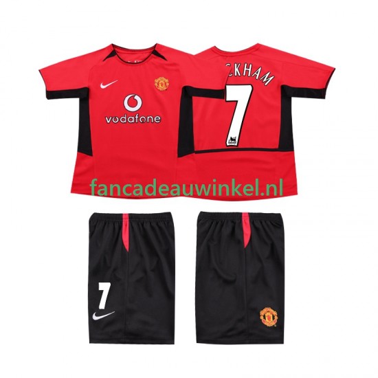 Manchester United Wedstrijdshirt met Korting BECKHAM 7 Retro Thuis Kind 2004 2002 Korte Mouw