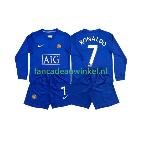 Manchester United Wedstrijdshirt met Korting Cristiano Ronaldo 7 Retro Uit Kind 2008 Lange Mouw