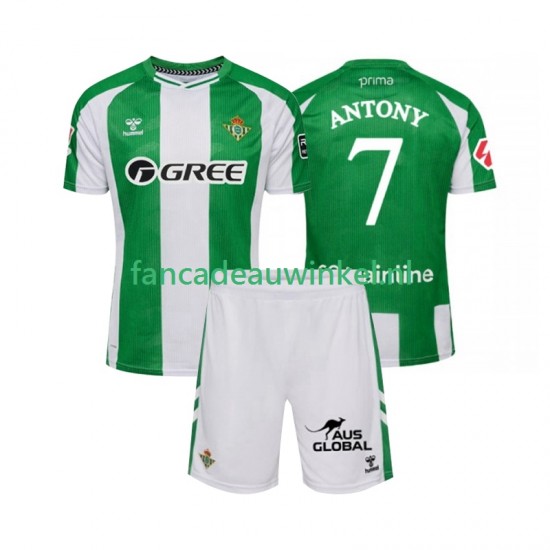 Real Betis Wedstrijdshirt met Korting Antony 7 Thuis Kind 2025-26 Korte Mouw