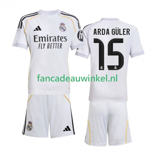 Real Madrid Wedstrijdshirt met Korting Arda Guler 15 Thuis Kind 2025-26 Korte Mouw
