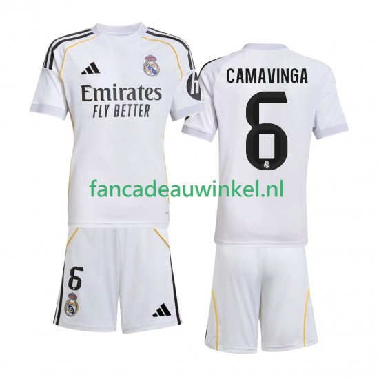 Real Madrid Wedstrijdshirt met Korting Camavinga 6 Thuis Kind 2025-26 Korte Mouw