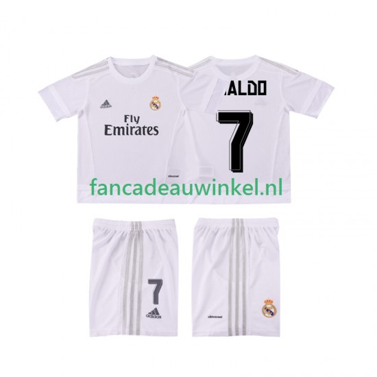 Real Madrid Wedstrijdshirt met Korting Cristiano Ronaldo 7 2015 2016 Retro Thuis Kind Korte Mouw