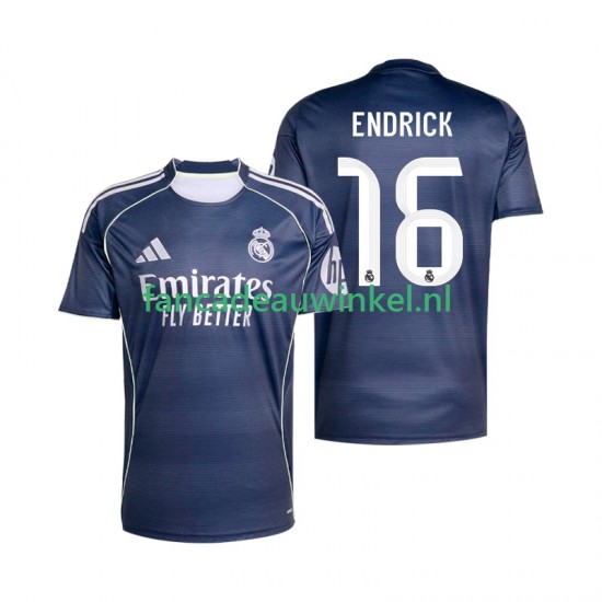 Real Madrid Wedstrijdshirt met Korting Endrick 16 Uit Heren 2025-26 Korte Mouw