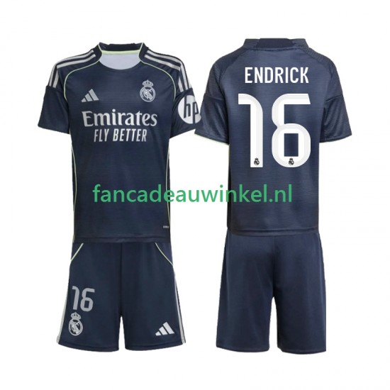 Real Madrid Wedstrijdshirt met Korting Endrick 16 Uit Kind 2025-26 Korte Mouw