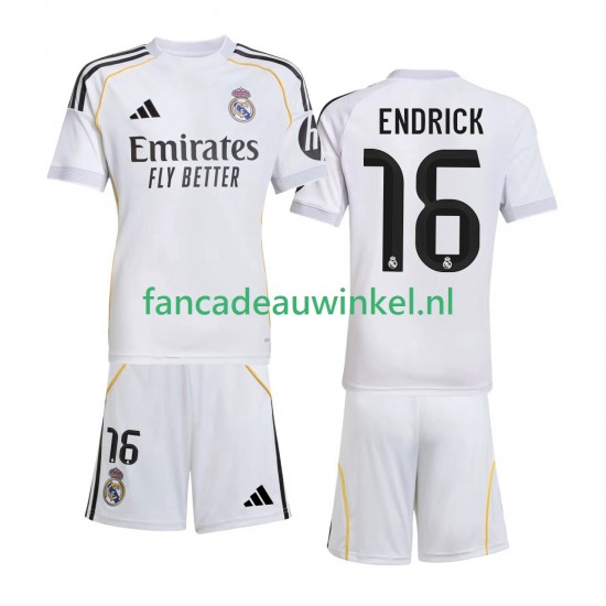 Real Madrid Wedstrijdshirt met Korting Endrick 16 Thuis Kind 2025-26 Korte Mouw