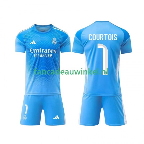 Real Madrid Wedstrijdshirt met Korting Thibaut Courtois 1 Keepersshirt Thuis Kind 2025-26 Korte Mouw