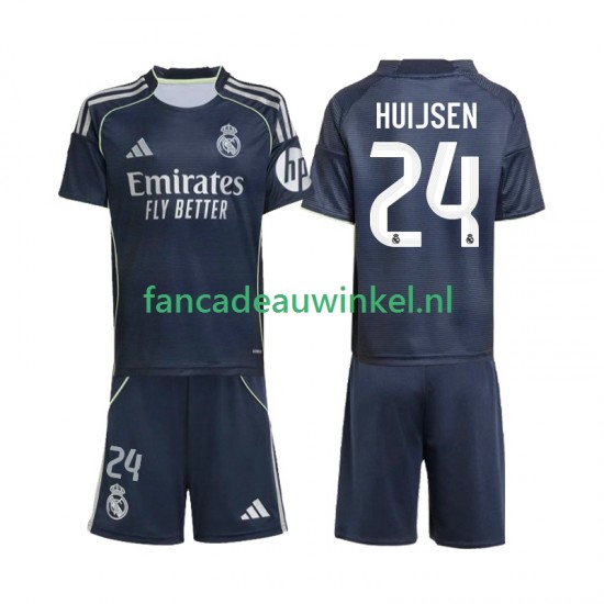 Real Madrid Wedstrijdshirt met Korting Huijsen 24 Uit Kind 2025-26 Korte Mouw