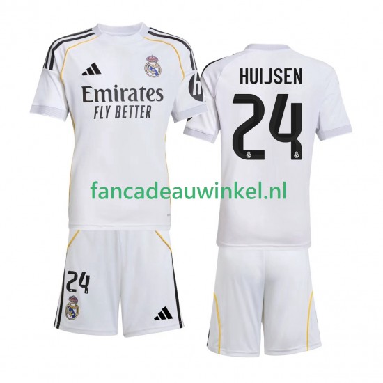 Real Madrid Wedstrijdshirt met Korting Huijsen 24 Thuis Kind 2025-26 Korte Mouw