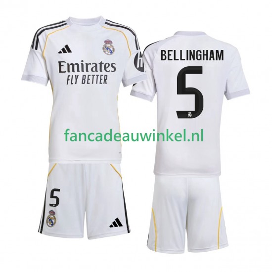 Real Madrid Wedstrijdshirt met Korting Jude Bellingham 5 Thuis Kind 2025-26 Korte Mouw