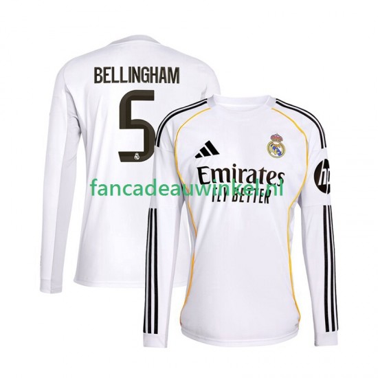 Real Madrid Wedstrijdshirt met Korting Jude Bellingham 5 Thuis Heren 2025-26 Lange Mouw