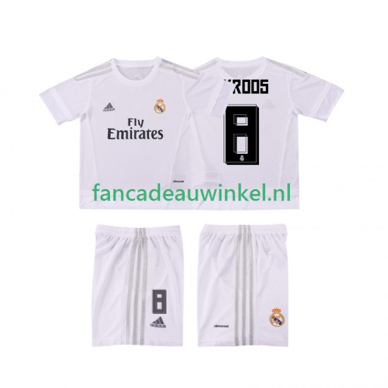 Real Madrid Wedstrijdshirt met Korting KROOS 8 2015 2016 Retro Thuis Kind Korte Mouw