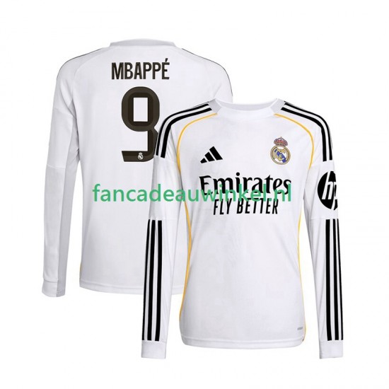 Real Madrid Wedstrijdshirt met Korting Mbappé Kylian 9 Thuis Heren 2025-26 Lange Mouw