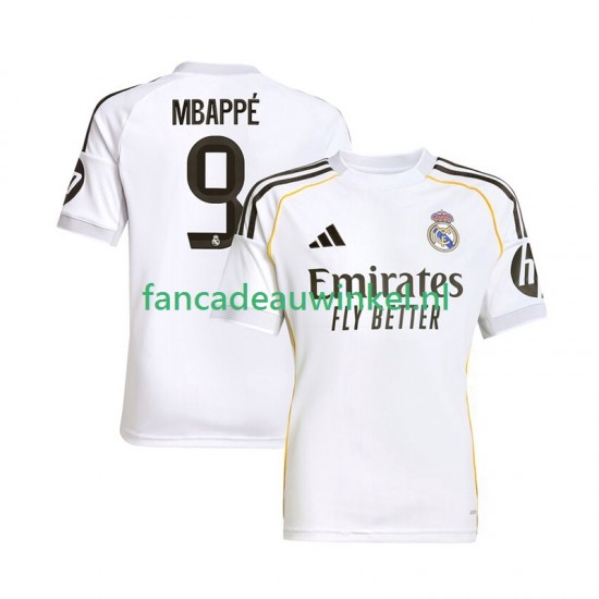 Real Madrid Wedstrijdshirt met Korting Mbappé Kylian 9 Thuis Heren 2025-26 Korte Mouw