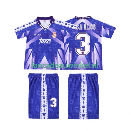 Real Madrid Wedstrijdshirt met Korting R CARLOS 3 1996-1997 Retro Uit Kind Korte Mouw