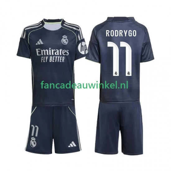 Real Madrid Wedstrijdshirt met Korting Rodrygo 11 Uit Kind 2025-26 Korte Mouw