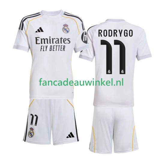 Real Madrid Wedstrijdshirt met Korting Rodrygo 11 Thuis Kind 2025-26 Korte Mouw