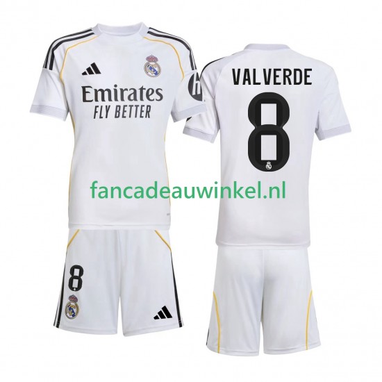 Real Madrid Wedstrijdshirt met Korting Valverde 8 Thuis Kind 2025-26 Korte Mouw